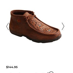 NEW TWISTED X WOMEN'S BROWN TOOLED FLOWERS DRIVING MOCCASINS